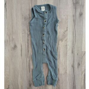 3/$20 3-6M Kate Quinn Cotton Modal Blue Ribbed Pants Romper (K6)